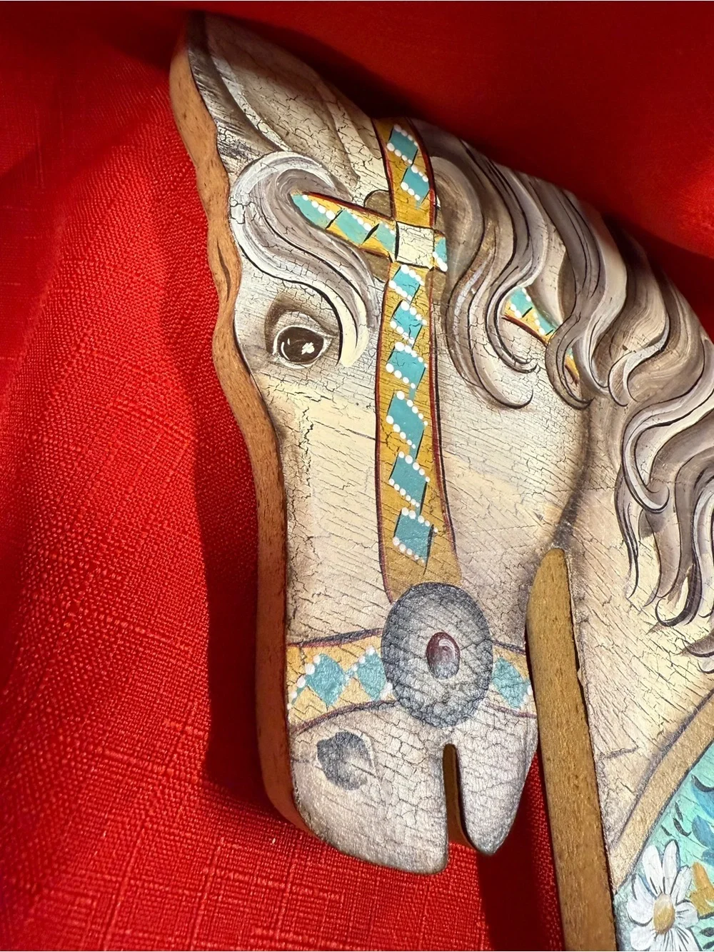 Vintage Decorative Painted Rocking Horse Wall Folk  Art Nursery Wall Hanging